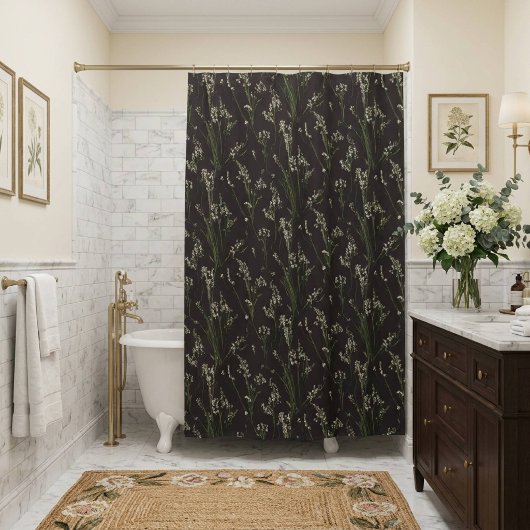 Rideaux De Douche Fleur foncé noir