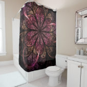 Rideaux De Douche Fleur fractale : Fusion rose et or (En situation)