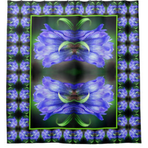 Rideaux De Douche Fleur Gentienne Bleue Art Abstrait