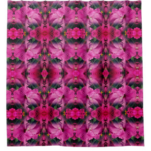 Rideaux De Douche Fleur Hibiscus rose Multiplié Abstrait