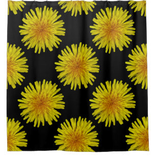 Rideaux De Douche Fleur jaune de pissenlit d'été sur toute couleur