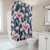 Rideaux De Douche Fleur Lilly Rose Motif sans couture. (En situation)