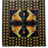 Rideaux De Douche Fleur Lys Jaune intense Motif d'art Abstrait (Devant)