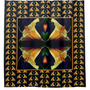 Rideaux De Douche Fleur Lys Jaune intense Motif d'art Abstrait