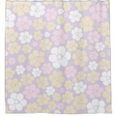 Rideaux De Douche Fleur Motif - Pastel rose, jaune et violet (Devant)