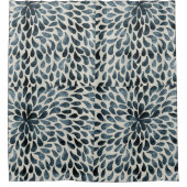 Rideaux De Douche Fleur Paisley moderne en bleu et blanc (Devant)