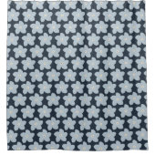Rideaux De Douche Fleur Rétro Bleu Clair Et Bleu Marine (Devant)