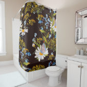 Rideaux De Douche Fleur sauvage : aquarelle arrière - plan noire (En situation)