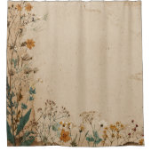 Rideaux De Douche Fleur sauvage bohème rustique beige (Devant)