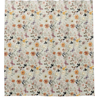 Rideaux De Douche Fleur sauvage de papillon Boho