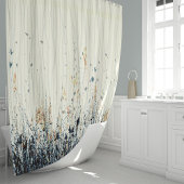 Rideaux De Douche Fleur sauvage délicat Watercolou Indigo Bleu jaune