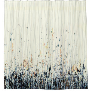 Rideaux De Douche Fleur sauvage délicat Watercolou Indigo Bleu jaune