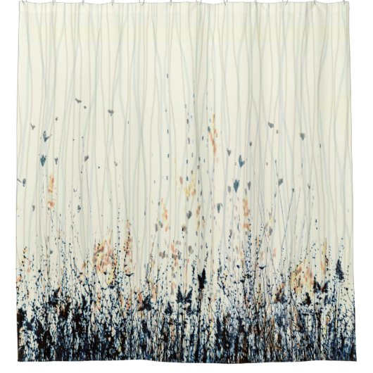 Rideaux De Douche Fleur sauvage délicat Watercolou Indigo Bleu jaune (Devant)