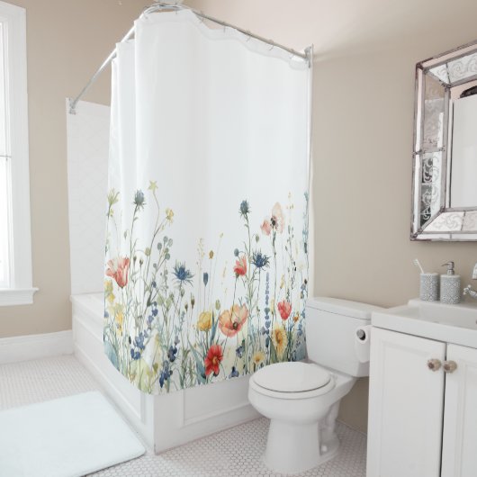 Rideaux De Douche Fleur sauvage dynamique (En situation)