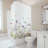 Rideaux De Douche Fleur sauvage et papillons (En situation)