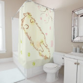 Rideaux De Douche Fleur somnolente pelucheuse de prune de chat (En situation)