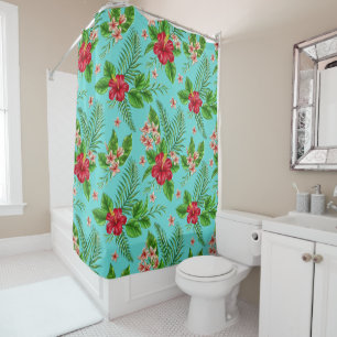 Rideaux De Douche Fleur tropicale de corail mignonne de ketmie sur