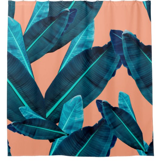 Rideaux De Douche Fleur tropicale, plante et motif de feuilles b (Devant)