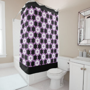Rideaux De Douche Fleur violet blanc noir