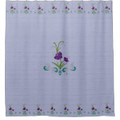 Rideaux De Douche Fleur violette joueuse avec des persiennes Turquoi (Devant)