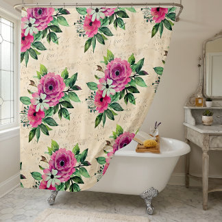 Rideaux De Douche Fleuris Vintage Shabby Chic