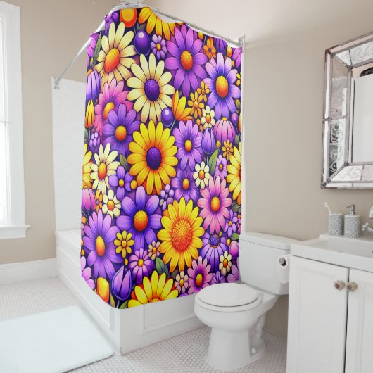 Rideaux De Douche Fleurs (En situation)