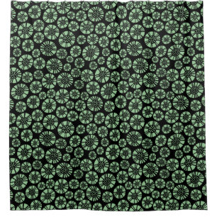 Rideaux De Douche Fleurs Abstraites 031023 - Vert Éclairci sur Noir