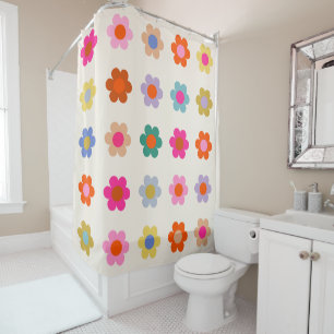 Rideaux De Douche Fleurs Abstraites de preppy colorées rétro