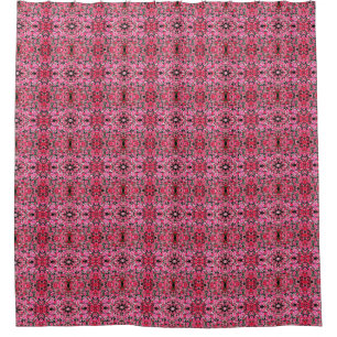 Rideaux De Douche Fleurs Abstraites Kaléidoscope Pointes rose
