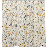 Rideaux De Douche Fleurs aquarelles Bourgogne Jaune Bleu Vert (Devant)