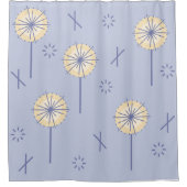 Rideaux De Douche Fleurs atomiques rétro bleu jaune (Devant)