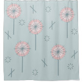 Rideaux De Douche Fleurs atomiques rétro Rose vert (Devant)