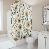 Rideaux De Douche Fleurs beiges et Boho Brown (En situation)