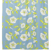 Rideaux De Douche Fleurs blanches et jaunes motif sur gris (Devant)