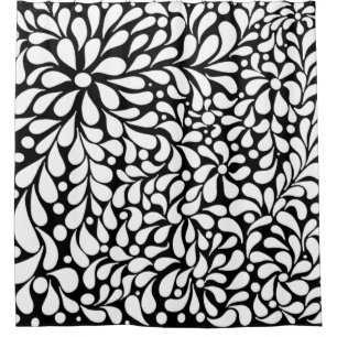 Rideaux De Douche Fleurs blanches modernes en gras sur arrière - pla