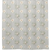 Rideaux De Douche Fleurs blanches sur motif gris (Devant)