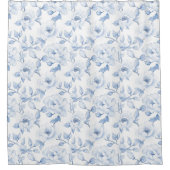 Rideaux De Douche Fleurs Blancs Chic Et Joli Bleu (Devant)