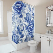 Rideaux De Douche Fleurs Bleu Indigo (En situation)