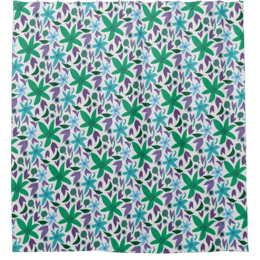 Rideaux De Douche Fleurs bleues (Devant)