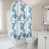 Rideaux De Douche Fleurs Bleues Abstraites (En situation)