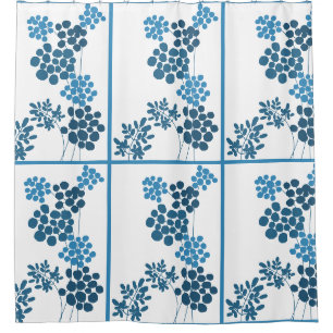 Rideaux De Douche Fleurs Bleues Abstraites