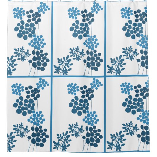 Rideaux De Douche Fleurs Bleues Abstraites (Devant)