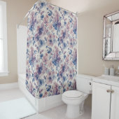 Rideaux De Douche Fleurs bleues classiques aquarelle (En situation)