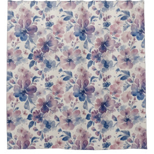 Rideaux De Douche Fleurs bleues classiques aquarelle