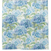 Rideaux De Douche Fleurs bleues d'hortensia d'aquarelle (Devant)