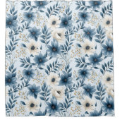 Rideaux De Douche Fleurs bleues et beiges (Devant)