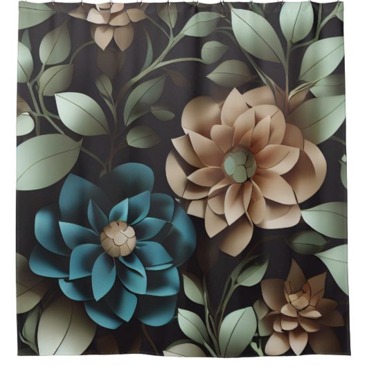 Rideaux De Douche Fleurs bleues et roses (Devant)