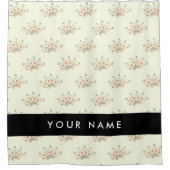 Rideaux De Douche Fleurs bleues et rouges, noires, votre nom (Devant)