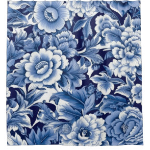 Rideaux De Douche Fleurs bleues Indigo