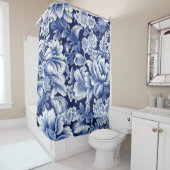 Rideaux De Douche Fleurs bleues Indigo (En situation)